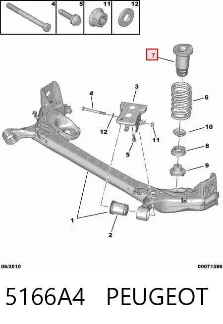Odbój amortyzatora tylnego 5166A4 Peugeot/Citroen