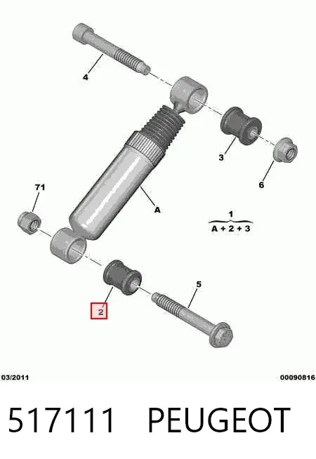 Silentblock amortyzatora tylnego 517111 Peugeot/Citroen