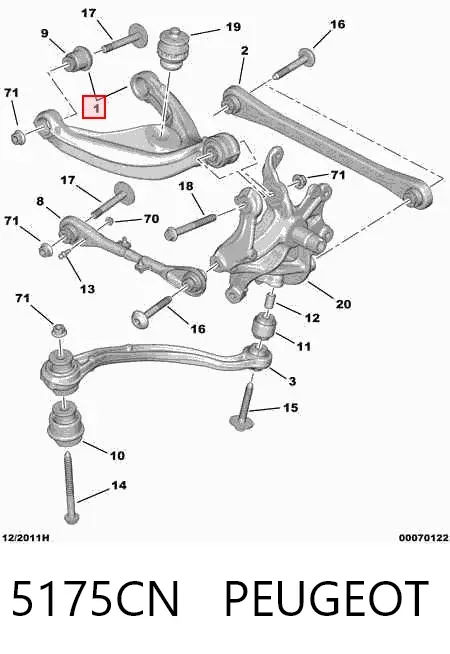 Wahacz zawieszenia tylnego górny lewy 5175CN Peugeot/Citroen