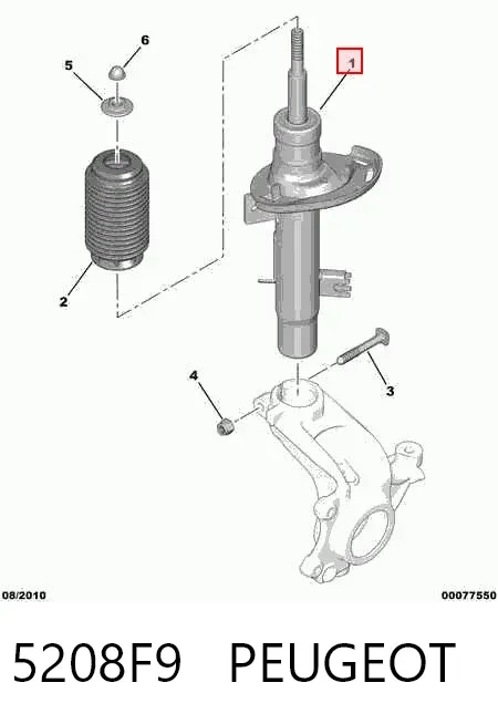 Amortyzator przedni prawy 5208F9 Peugeot/Citroen