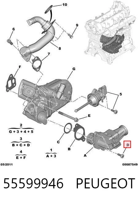Zawór recyrkulacji spalin EGR 55599946 Peugeot/Citroen