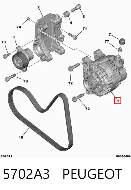 Alternator 5702A3 Peugeot/Citroen