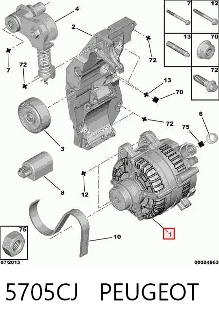 Alternator 5705CJ Peugeot/Citroen