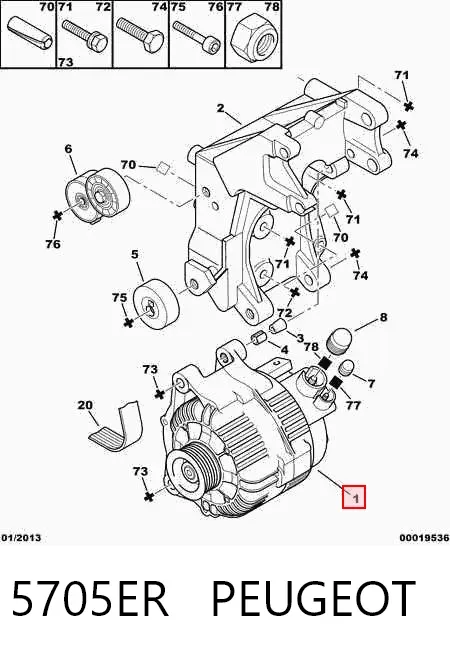 Alternator 5705ER Peugeot/Citroen