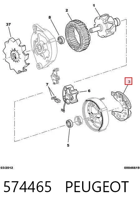 Mostek prostowniczy alternatora = Moster diodowy alternatora 574465 Peugeot/Citroen