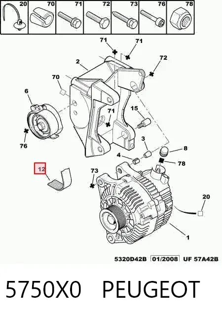 Pas napędowy mechanizmów 5750X0 Peugeot/Citroen