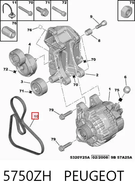 Pas napędowy mechanizmów 5750ZH Peugeot/Citroen