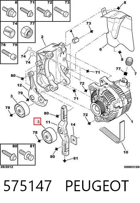 Rolka napinacza paska napędowego 575147 Peugeot/Citroen