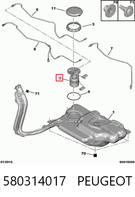 Moduł pompy paliwowej z czujnikiem poziomu paliwa 580314017 Peugeot/Citroen