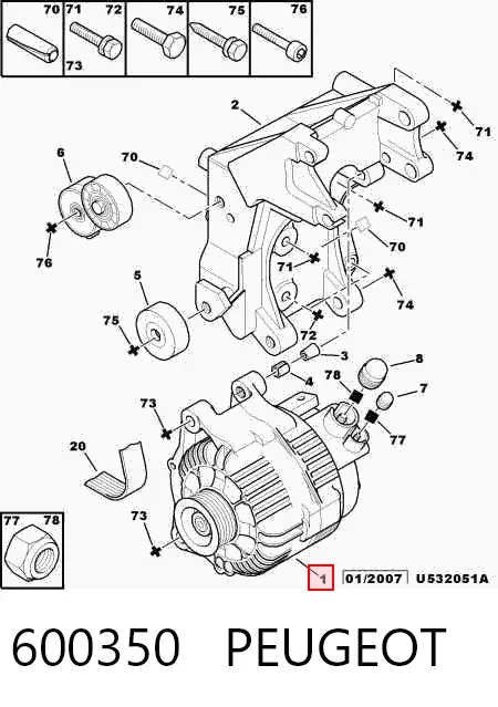 Alternator 600350 Peugeot/Citroen