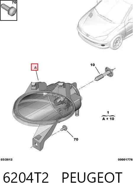 Lampa przeciwmgielna lewa 6204T2 Peugeot/Citroen