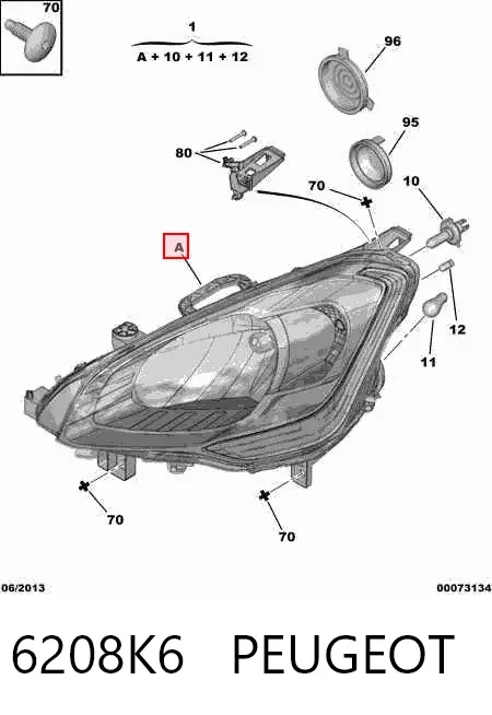 Reflektor lewy 6208K6 Peugeot/Citroen