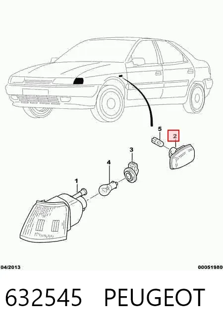 Powtarzacz kierunkowskazu na błotniku 632545 Peugeot/Citroen