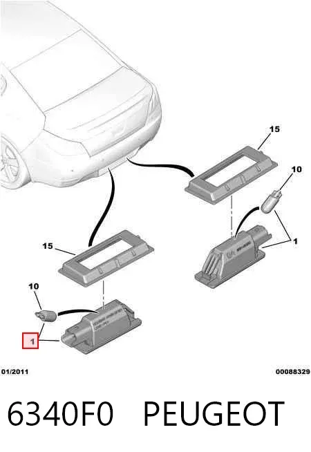 Lampa oświetlenia tylnej tablicy rejestracyjnej 6340F0 Peugeot/Citroen