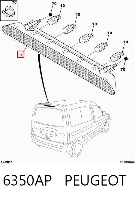 Lampa stop tylna dodatkowa Peugeot Partner I