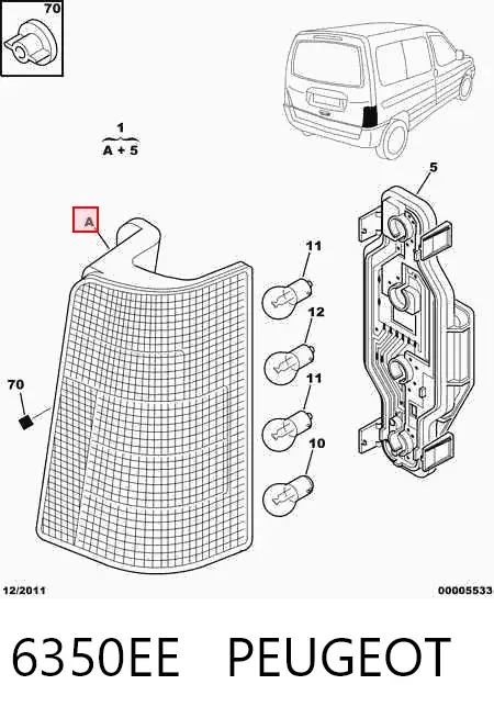 Lampa zespolona tylna lewa 6350EE Peugeot/Citroen