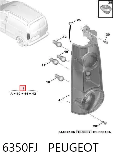 Lampa zespolona tylna lewa 6350FJ Peugeot/Citroen