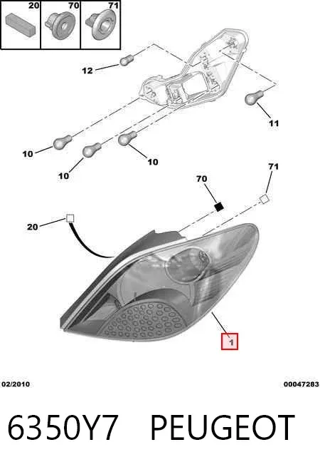 Lampa zespolona tylna lewa 6350Y7 Peugeot/Citroen