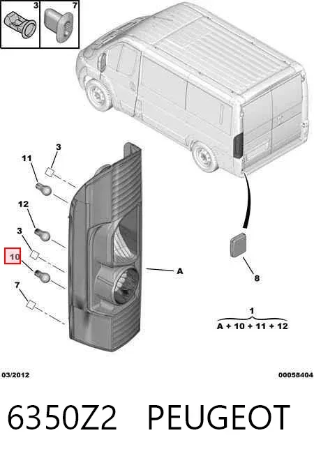 Lampa zespolona tylna lewa 6350Z2 Peugeot/Citroen