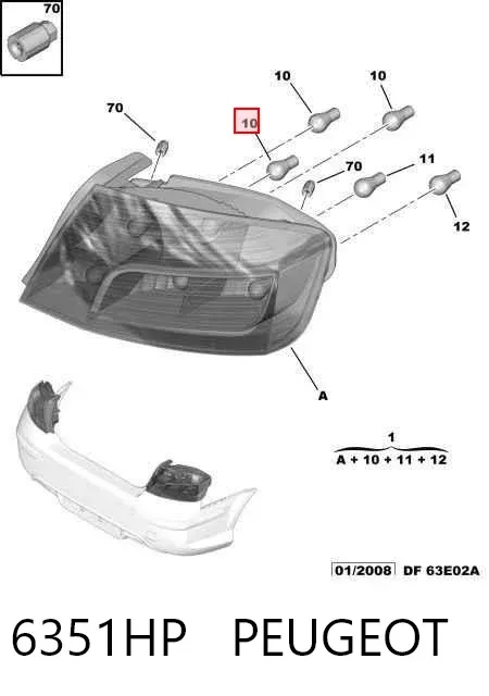 Lampa zespolona tylna prawa 6351HP Peugeot/Citroen