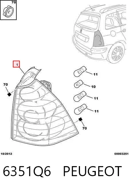 Lampa zespolona tylna prawa 6351Q6 Peugeot/Citroen
