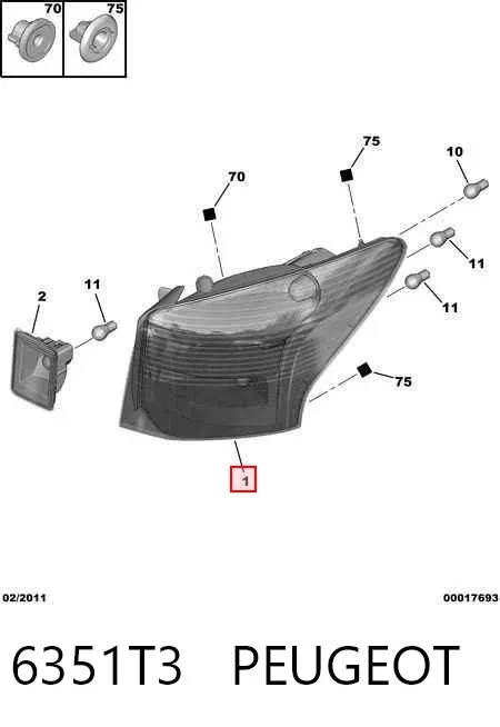 Lampa zespolona tylna prawa zewnętrzna 6351T3 Peugeot/Citroen