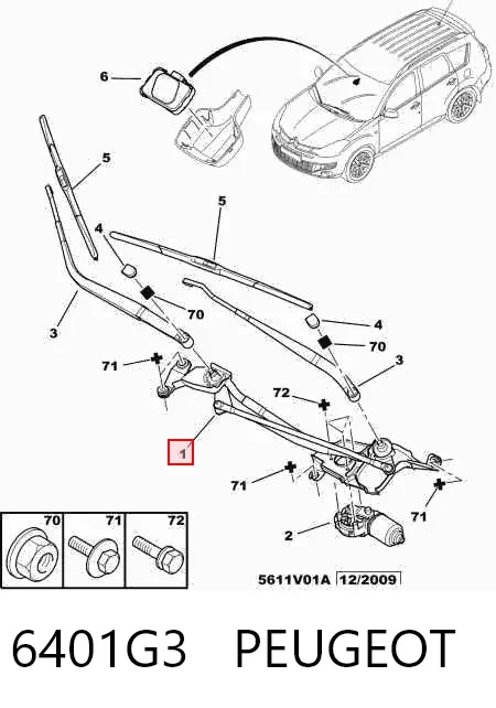 Mechanizm wycieraczek 6401G3 Peugeot/Citroen
