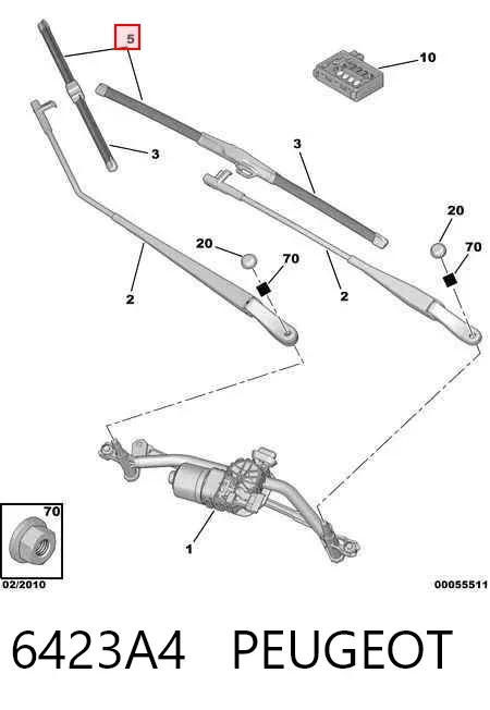 Pióro wycieraczki szyby przedniej, zestaw (2 szt.) 6423A4 Peugeot/Citroen