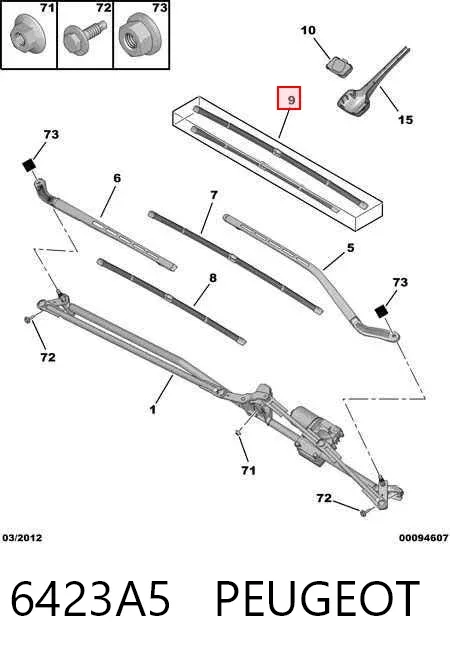 Pióro wycieraczki szyby przedniej, zestaw (2 szt.) 6423A5 Peugeot/Citroen