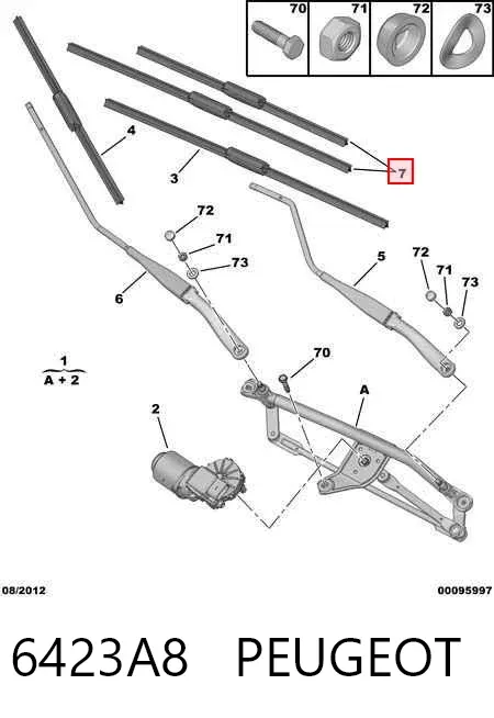 Pióro wycieraczki szyby przedniej, zestaw (2 szt.) 6423A8 Peugeot/Citroen