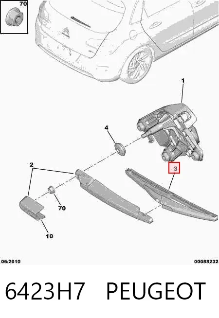 Pióro wycieraczki szyby tylnej 6423H7 Peugeot/Citroen