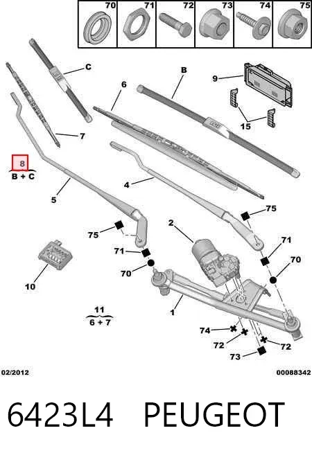 Pióro wycieraczki szyby przedniej, zestaw (2 szt.) 6423L4 Peugeot/Citroen