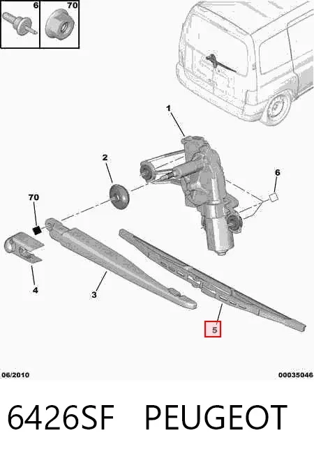 Pióro wycieraczki szyby tylnej 6426SF Peugeot/Citroen