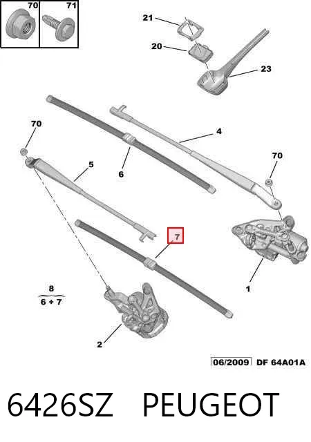 Pióro wycieraczki szyby przedniej, zestaw (2 szt.) 6426SZ Peugeot/Citroen