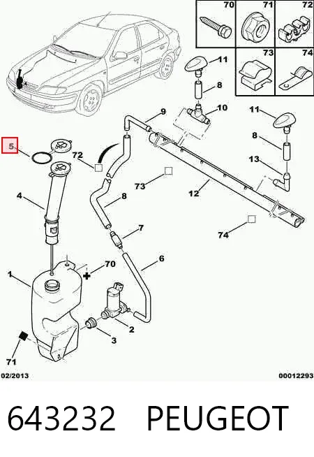 Korek zbiornika spryskiwacza 643232 Peugeot/Citroen