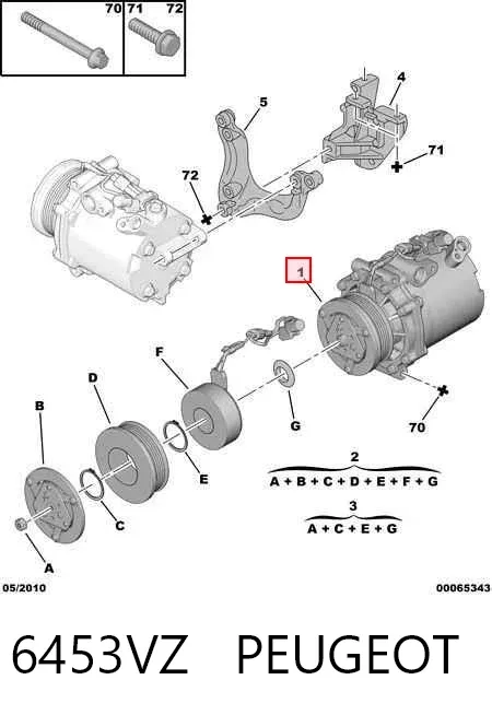 Sprężarka klimatyzacji 6453VZ Peugeot/Citroen