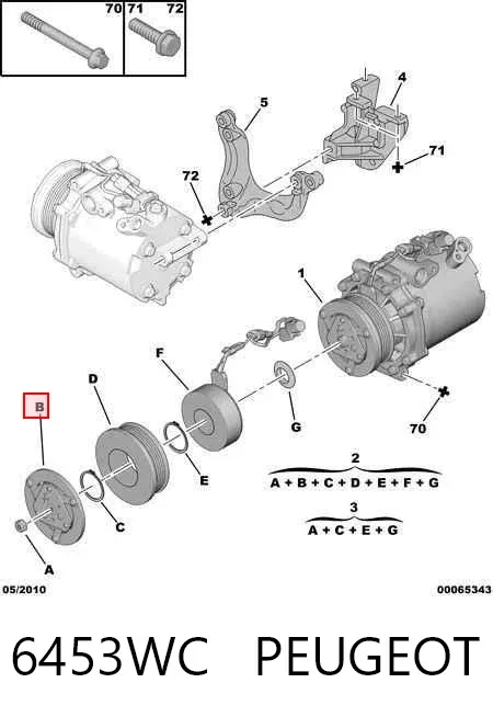 Sprzęgło sprężarki klimatyzacji 6453WC Peugeot/Citroen