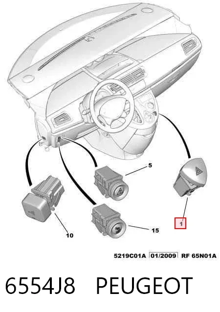 Przycisk włączania światła awaryjnego Citroen C8 EA, EB