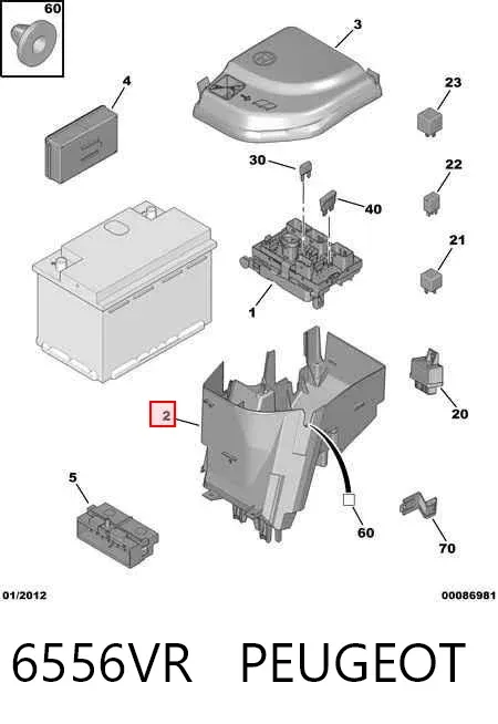 Obudowa skrzynki bezpieczników 6556VR Peugeot/Citroen