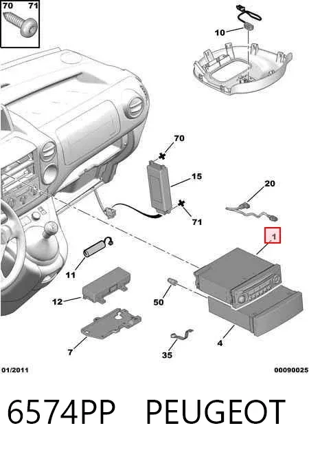 Radioodtwarzacz (radio AM/FM) Peugeot Partner Tepee