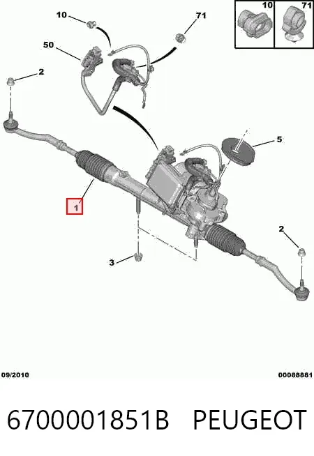 Listwa kierownicza (maglownica) 6700001851B Peugeot/Citroen