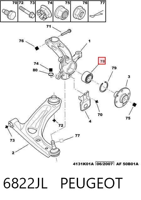 Łożysko piasty przedniej 6822JL Peugeot/Citroen