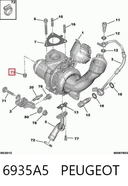 Nakrętka kolektora wydechowego 6935A5 Peugeot/Citroen