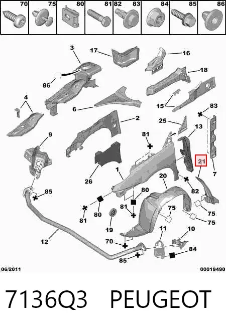Nadkole błotnika przedniego prawe 7136Q3 Peugeot/Citroen