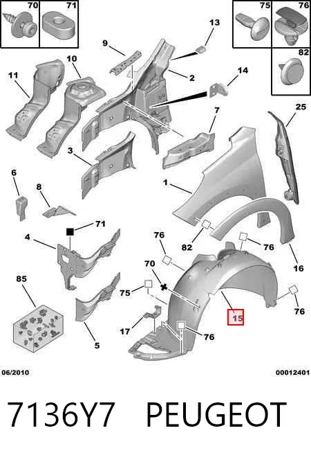 Nadkole błotnika przedniego prawe 7136Y7 Peugeot/Citroen