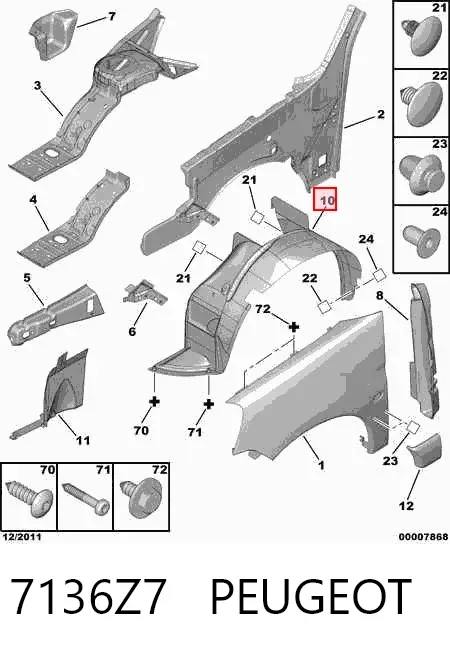Nadkole błotnika przedniego prawe 7136Z7 Peugeot/Citroen