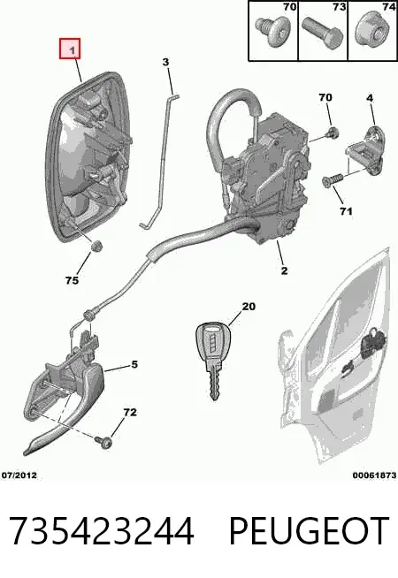 Klamka drzwi przednich zewnętrzna lewa 735423244 Peugeot/Citroen
