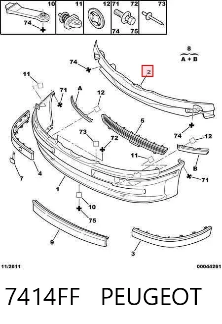 Wzmocnienie zderzaka przedniego Peugeot 406 8E, F