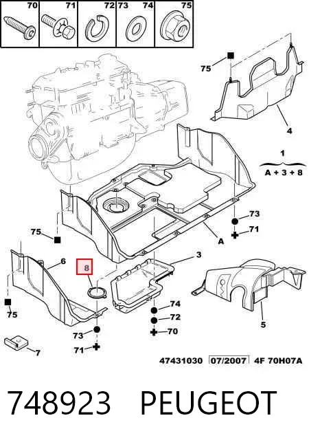 Osłona silnika, miski (przedziału silnika) 748923 Peugeot/Citroen