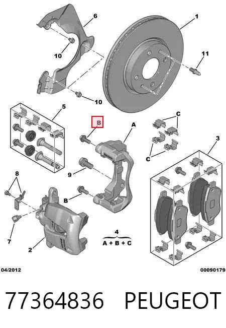 Jarzmo zacisku hamulcowego przedniego 77364836 Peugeot/Citroen